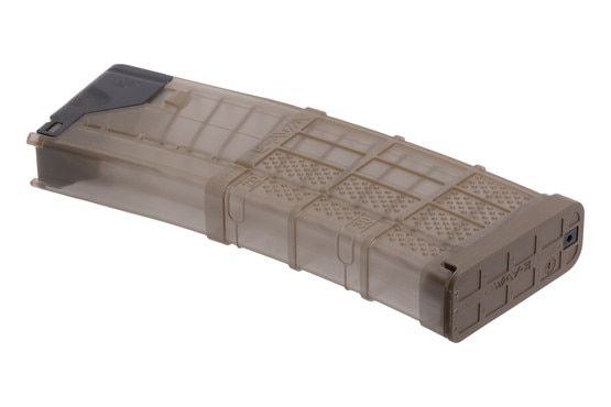 Lancer L5AWM Gen 2 magazine displaying aggressive grip texture and round count markers